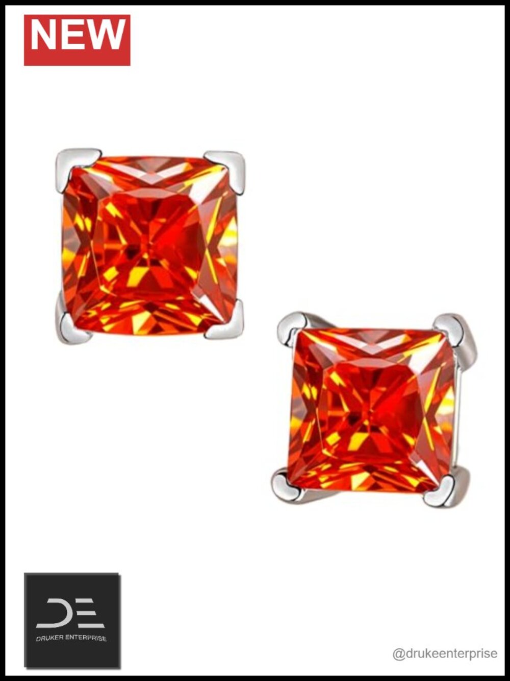 Moissanite Stud Earrings 925 Sterling Silver White Gold Plated Push Back